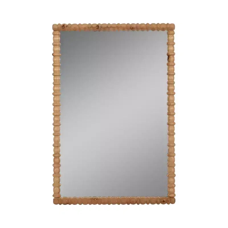 Miroir mural rectangulaire en bois sculpté avec cadre en bois de sapin pour la décoration de la chambre – Design d'inspiration vintage pour le couloir, l'entrée et le salon – 44", marron
