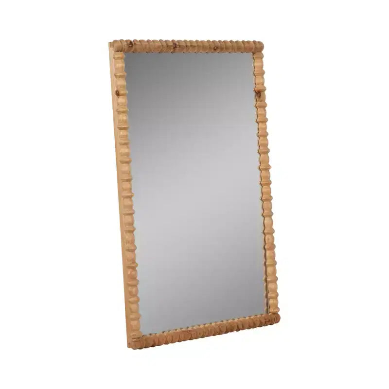 Miroir mural rectangulaire en bois sculpté avec cadre en bois de sapin pour la décoration de la chambre – Design d'inspiration vintage pour le couloir, l'entrée et le salon – 44", marron