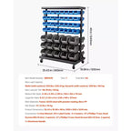 Étagère de rangement à bacs roulants double face VEVOR à 7 niveaux, 94 bacs en plastique, organisateur de pièces double face avec roues, organisateur d'outils mobile, noir