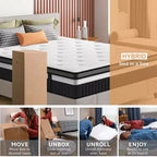 Matelas à mémoire de forme Queen Size, matelas hybride à ressorts intérieurs de 14 pouces, plusieurs tailles