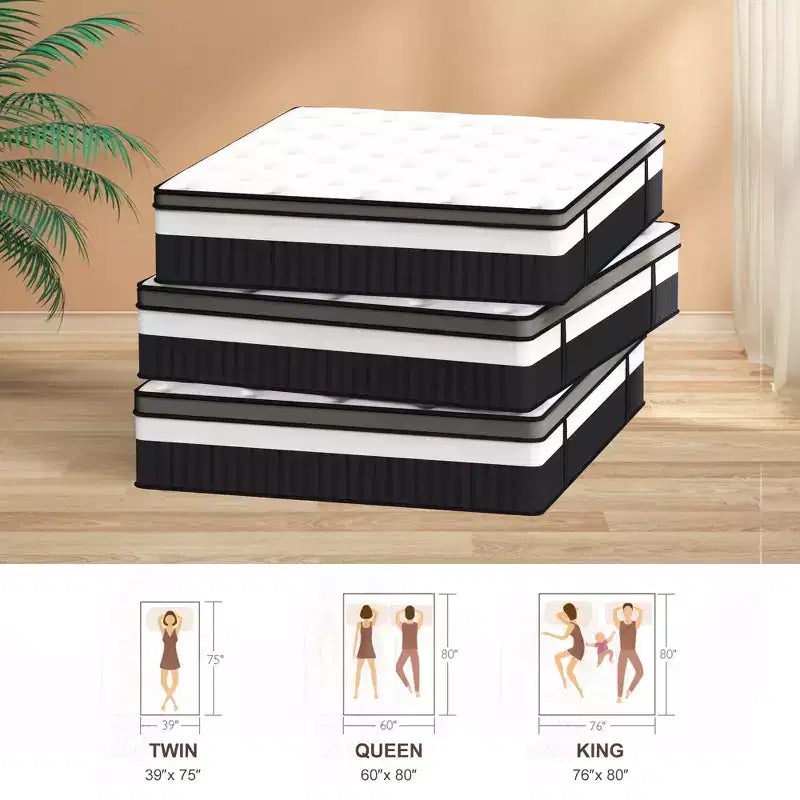 Matelas à mémoire de forme Queen Size, matelas hybride à ressorts intérieurs de 14 pouces, plusieurs tailles
