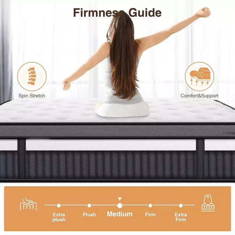 Matelas à mémoire de forme Queen Size, matelas hybride à ressorts intérieurs de 14 pouces, plusieurs tailles