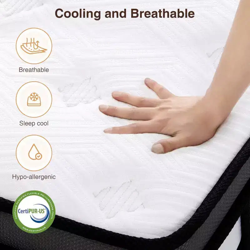 Matelas à mémoire de forme Queen Size, matelas hybride à ressorts intérieurs de 14 pouces, plusieurs tailles