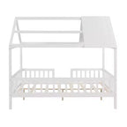 Lit cabane pleine grandeur Luxystar avec toit et clôture pour chambre d'enfant, blanc