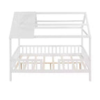 Lit cabane pleine grandeur Luxystar avec toit et clôture pour chambre d'enfant, blanc