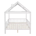 Lit cabane pleine grandeur Luxystar avec toit et clôture pour chambre d'enfant, blanc