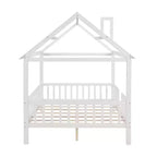 Lit cabane pleine grandeur Luxystar avec toit et clôture pour chambre d'enfant, blanc