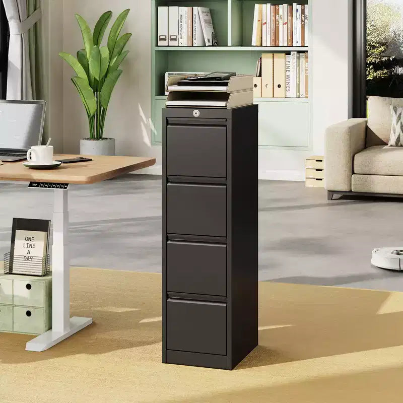 Classeur à 3 tiroirs verrouillables en métal noir pour bureau à domicile, pouvant contenir des dossiers de format Lettre/Légal/A4/F4