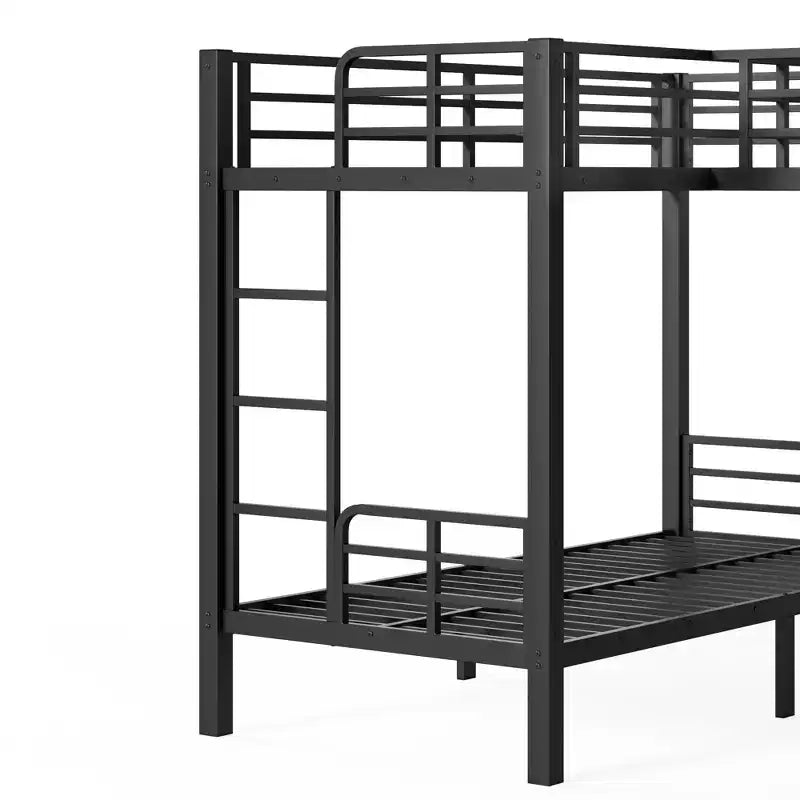 Lit superposé triple en métal en forme de L GDFStudio Sposs avec bureau et armoire