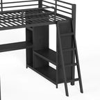Lit superposé triple en métal en forme de L GDFStudio Sposs avec bureau et armoire