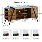 Meuble TV de ferme moderne pour téléviseurs de 50 à 70 pouces, meuble de divertissement en bois avec étagères ouvertes réglables, pieds en métal en U pour salon, chambre à coucher
