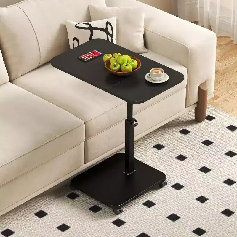 Table d'appoint en C, Table de canapé pivotante réglable en hauteur, Table basse/collation, Table de chevet à roulettes mobile pour salon chambre à coucher