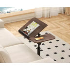 Table d'appoint en C, Table de canapé pivotante réglable en hauteur, Table basse/collation, Table de chevet à roulettes mobile pour salon chambre à coucher