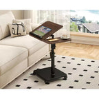 Table d'appoint en C, Table de canapé pivotante réglable en hauteur, Table basse/collation, Table de chevet à roulettes mobile pour salon chambre à coucher