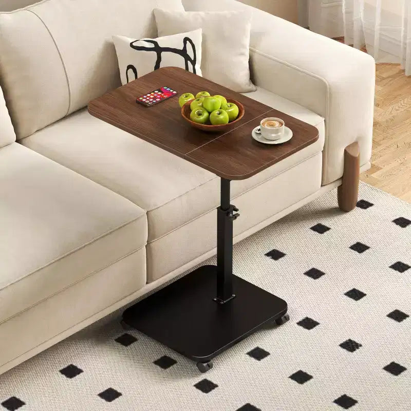 Table d'appoint en C, Table de canapé pivotante réglable en hauteur, Table basse/collation, Table de chevet à roulettes mobile pour salon chambre à coucher