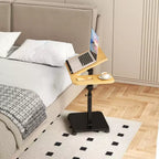 Table d'appoint en C, Table de canapé pivotante réglable en hauteur, Table basse/collation, Table de chevet à roulettes mobile pour salon chambre à coucher