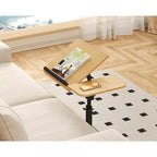 Table d'appoint en C, Table de canapé pivotante réglable en hauteur, Table basse/collation, Table de chevet à roulettes mobile pour salon chambre à coucher
