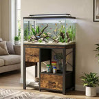 Meuble de support pour aquarium de 20 à 37 gallons avec prises électriques, en métal robuste et bois, avec 4 étagères ouvertes et pieds solides