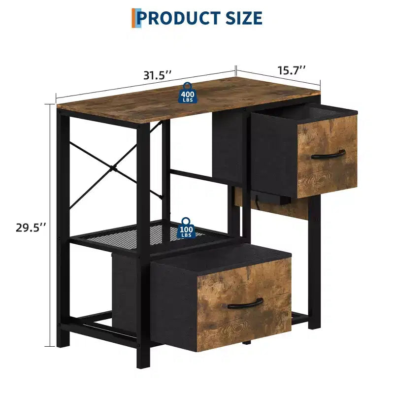 Meuble de support pour aquarium de 20 à 37 gallons avec prises électriques, en métal robuste et bois, avec 4 étagères ouvertes et pieds solides