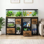 Meuble de support pour aquarium de 20 à 37 gallons avec prises électriques, en métal robuste et bois, avec 4 étagères ouvertes et pieds solides