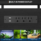 Meuble de support pour aquarium de 20 à 37 gallons avec prises électriques, en métal robuste et bois, avec 4 étagères ouvertes et pieds solides