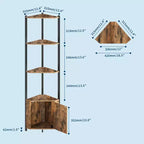 Étagère d'Angle à 5 Niveaux, Bibliothèque Étroite de 147 cm avec Cadre Métallique et Rangement, Facile à Monter pour Coin Mural, Chambre, Salon