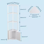 Étagère d'Angle à 5 Niveaux, Bibliothèque Étroite de 147 cm avec Cadre Métallique et Rangement, Facile à Monter pour Coin Mural, Chambre, Salon