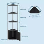 Étagère d'Angle à 5 Niveaux, Bibliothèque Étroite de 147 cm avec Cadre Métallique et Rangement, Facile à Monter pour Coin Mural, Chambre, Salon