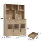 COZONY 60 Meuble de Rangement de Cuisine avec Portes en Verre et Tiroirs, Buffet de Bar à Café Style Ferme avec Comptoir pour Salle à Manger