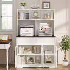COZONY 60 Meuble de Rangement de Cuisine avec Portes en Verre et Tiroirs, Buffet de Bar à Café Style Ferme avec Comptoir pour Salle à Manger