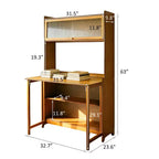 GDFStudio Percy, bureau pliable moderne en bambou de 63 po avec étagères