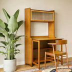 GDFStudio Percy, bureau pliable moderne en bambou de 63 po avec étagères