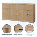 Commode moderne à 10 tiroirs cannelés, poignées métalliques élégantes, organisateur de rangement anti-basculement, pour chambre à coucher, salon