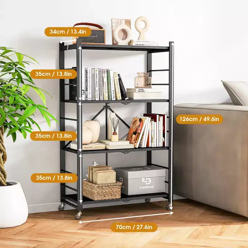 SUGIFT Étagère métallique pliable à 4 niveaux avec roues