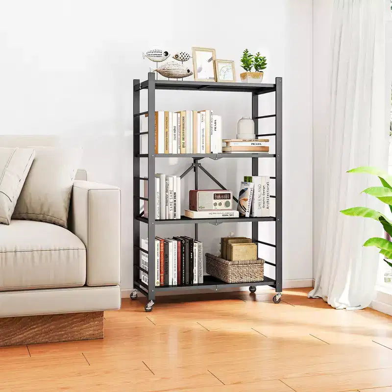 SUGIFT Étagère métallique pliable à 4 niveaux avec roues