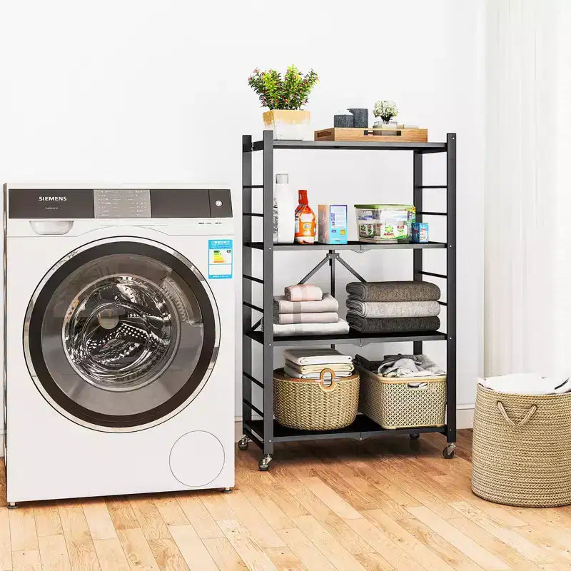 SUGIFT Étagère métallique pliable à 4 niveaux avec roues