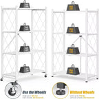 SUGIFT Étagère métallique pliable à 4 niveaux avec roues