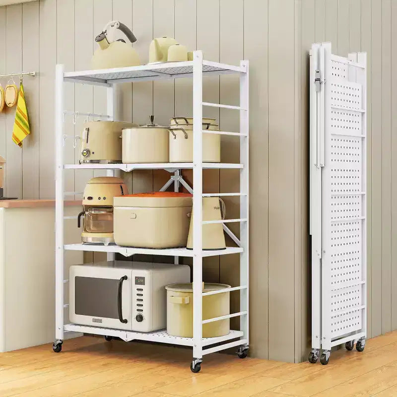 SUGIFT Étagère métallique pliable à 4 niveaux avec roues