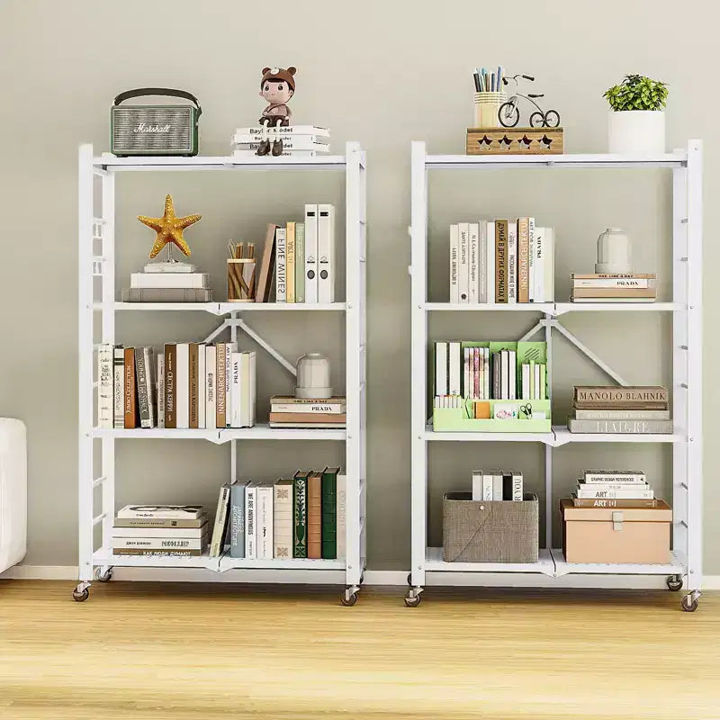 SUGIFT Étagère métallique pliable à 4 niveaux avec roues