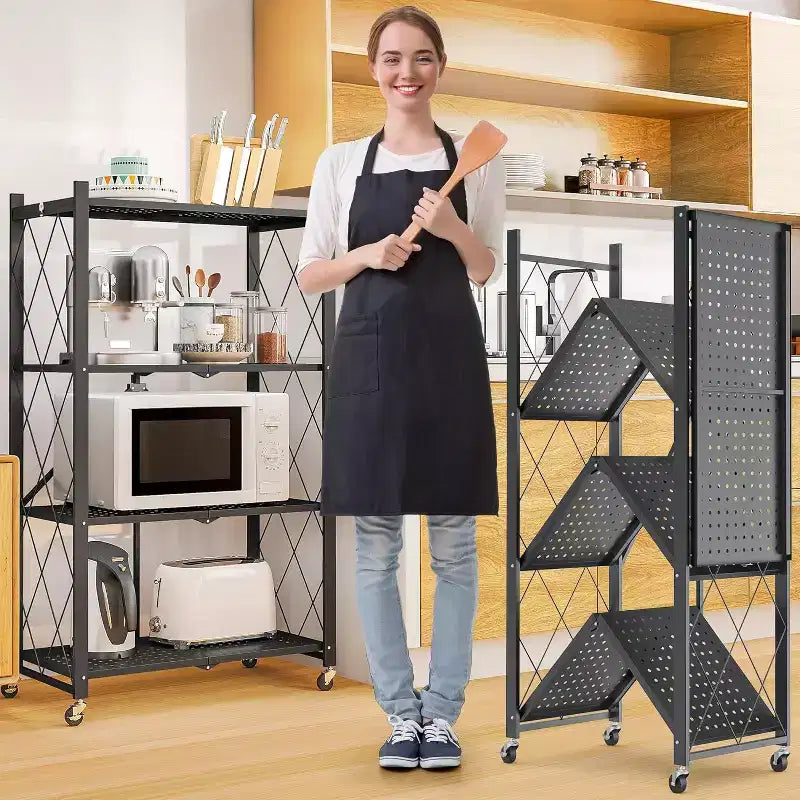 SUGIFT Étagère métallique pliable à 4 niveaux avec roues