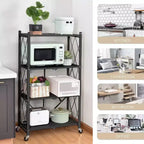 SUGIFT Étagère métallique pliable à 4 niveaux avec roues