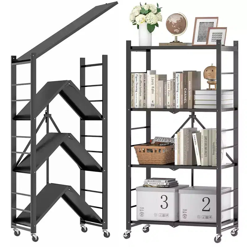 SUGIFT Étagère métallique pliable à 4 niveaux avec roues