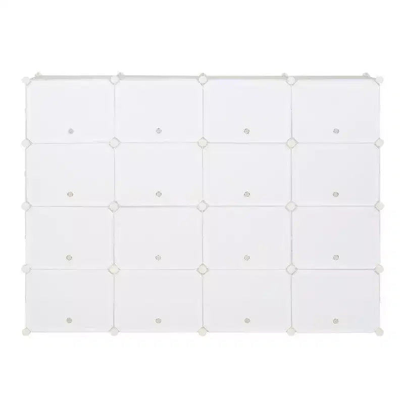 Karl Home 32 Casiers Meuble à Chaussures Modulable Bricolage Rangement à Chaussures en Plastique Blanc