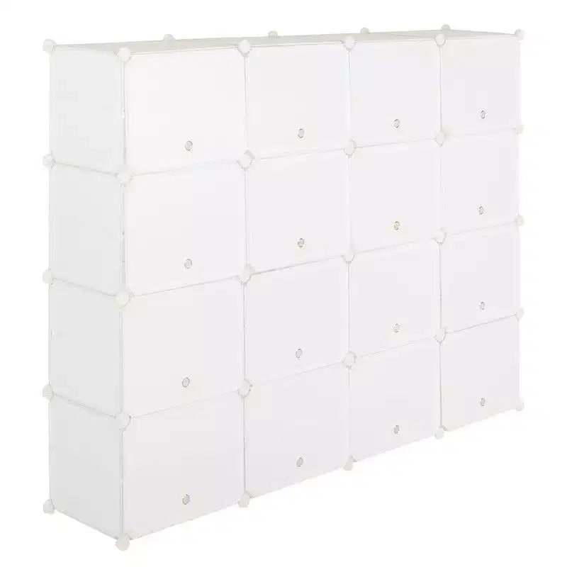 Karl Home 32 Casiers Meuble à Chaussures Modulable Bricolage Rangement à Chaussures en Plastique Blanc