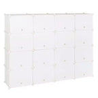 Karl Home 32 Casiers Meuble à Chaussures Modulable Bricolage Rangement à Chaussures en Plastique Blanc