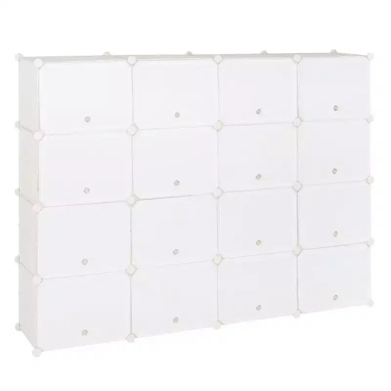Karl Home 32 Casiers Meuble à Chaussures Modulable Bricolage Rangement à Chaussures en Plastique Blanc