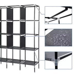 Karl Home Armoire portable 12 cubes avec 2 tringles de suspension et 4 poches latérales, organiseur de rangement 4 niveaux en tissu non tissé gris