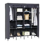 Karl Home Armoire portable 12 cubes avec 2 tringles de suspension et 4 poches latérales, organiseur de rangement 4 niveaux en tissu non tissé gris