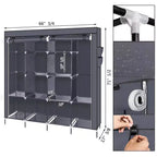 Karl Home Armoire portable 12 cubes avec 2 tringles de suspension et 4 poches latérales, organiseur de rangement 4 niveaux en tissu non tissé gris