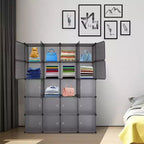 Karl Home Armoire modulable 20 cubes avec 1 tringle de suspension, organisateur de rangement en plastique DIY à 5 niveaux, Gris